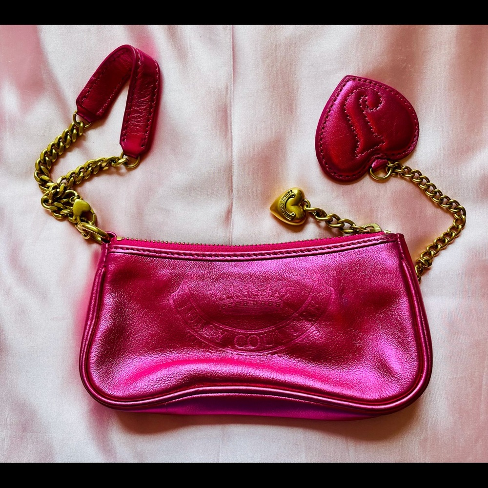 Juicy Couture pink metallic leather wristlet Y2K - Picture 3 of 17